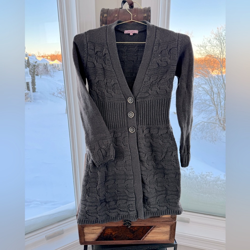 Gorgeous Italian-made, long, textured-knit cardigan